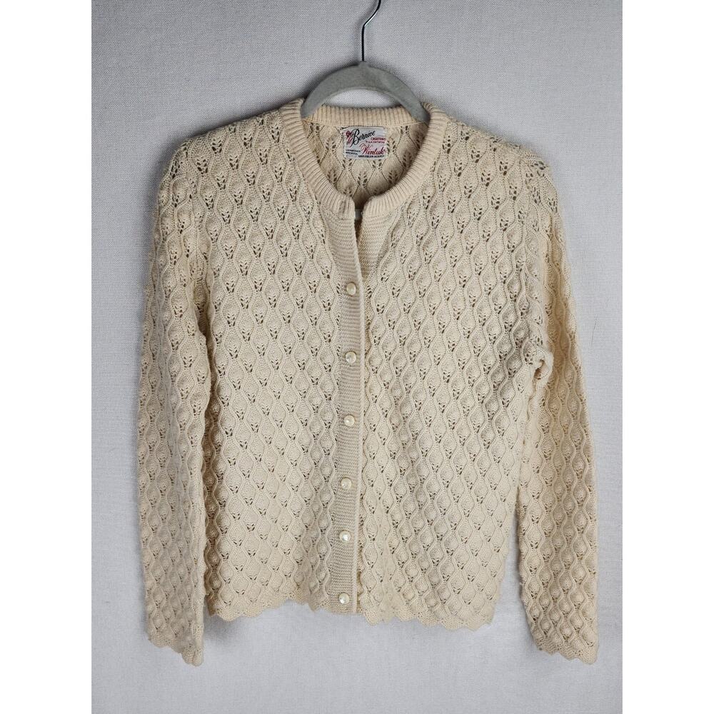 Vintage Bernice Wintuck Women's M cottagecore Sweater sweet Scalloped edges